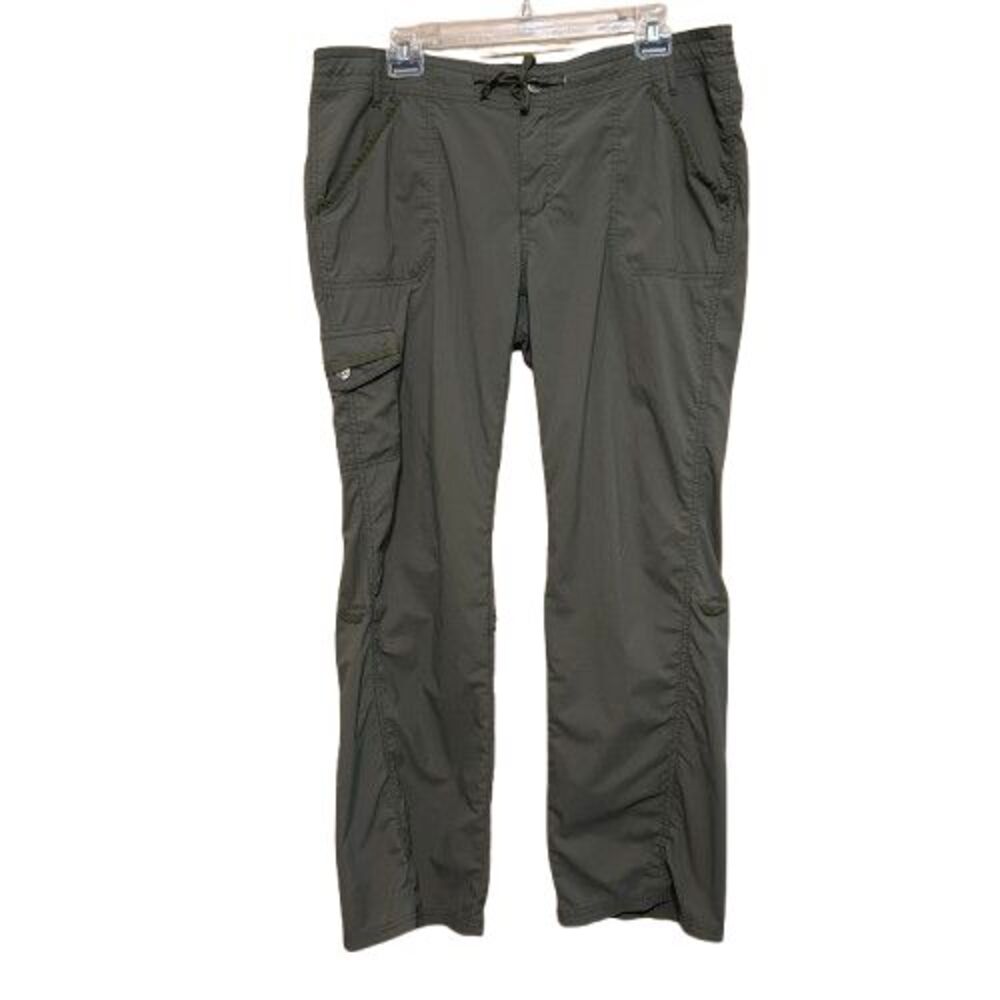 REI Convertible Cargo Pants Womens 14 Olive Green Nylon Stretch Hiking Outdoor